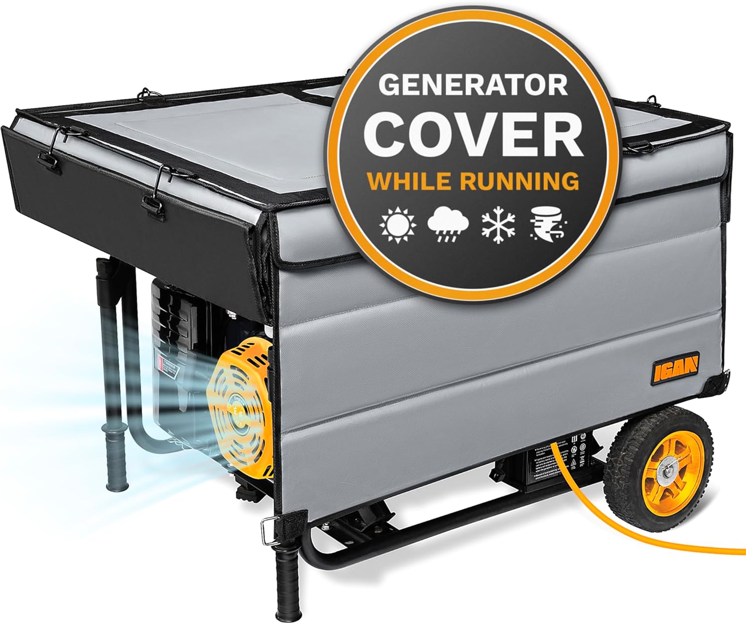 IGAN Generator Covers While Running 33x25.5x18.5in for 3500-12000W Portable Open Frame Generators - Weatherproof Generator Covers For Outside With Steel Frame & Fuel Access - Generator Enclosure, Gray Gray Standard