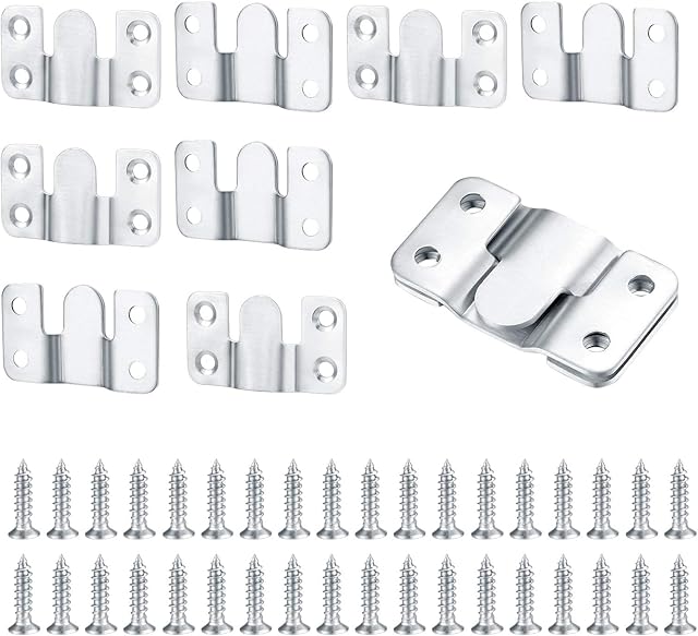 10 Pcs Flush Concealed Mount Bracket, Heavy Duty Interlocking Hang Brackets Furniture Connector, Stainless Steel Wall Mount Hanger Hardware Hanging for Photos, Mirrors, Picture Display, Art Gallery
