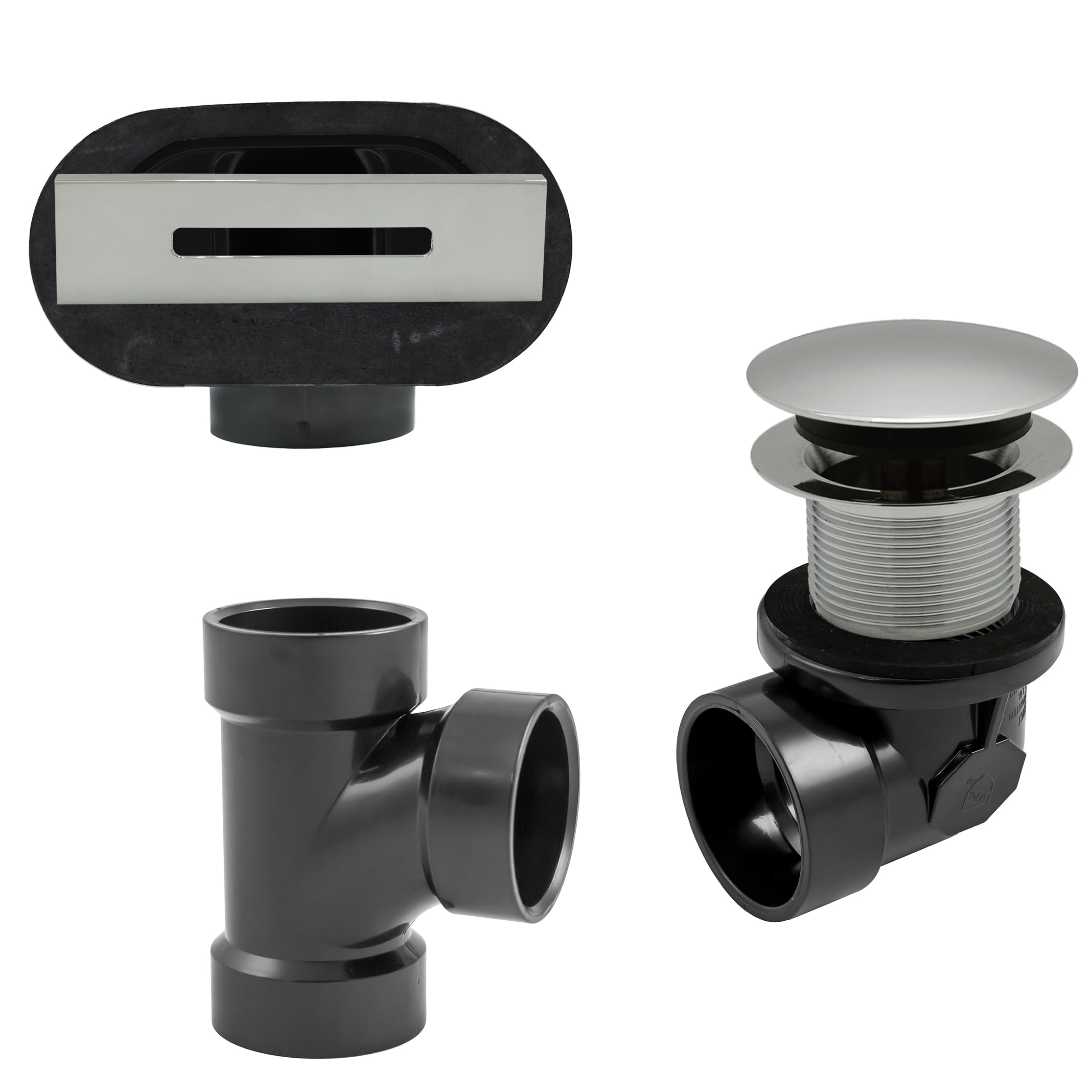 Westbrass A560RKA-05 1-1/2" SCH. 40 ABS Plumber's Pack with Coarse Thread Tip-Toe Bathtub Drain and Linear Overflow Faceplate, Polished Nickel