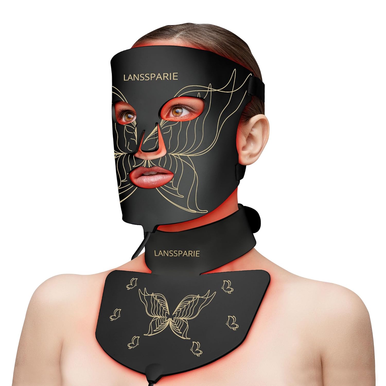 LED Face Mask Light Therapy, Soft Silicone Red Light Therapy Mask for Face and Neck, 7 Modes LED Mask Light Therapy with 5 Brightness Levels for Anti-Aging, Skincare at Home & Travel