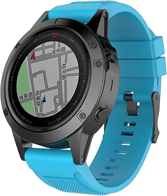 XHNee Fit for Garmin Fenix 6X Pro Watch Bands for Women Men, Fenix 5X Plus Band, 26mm Easy Fit Silicone Replacement Bands Straps Wristbands Fit for Garmin Fenix 6X Sapphire, Fenix 3 (Blue)
