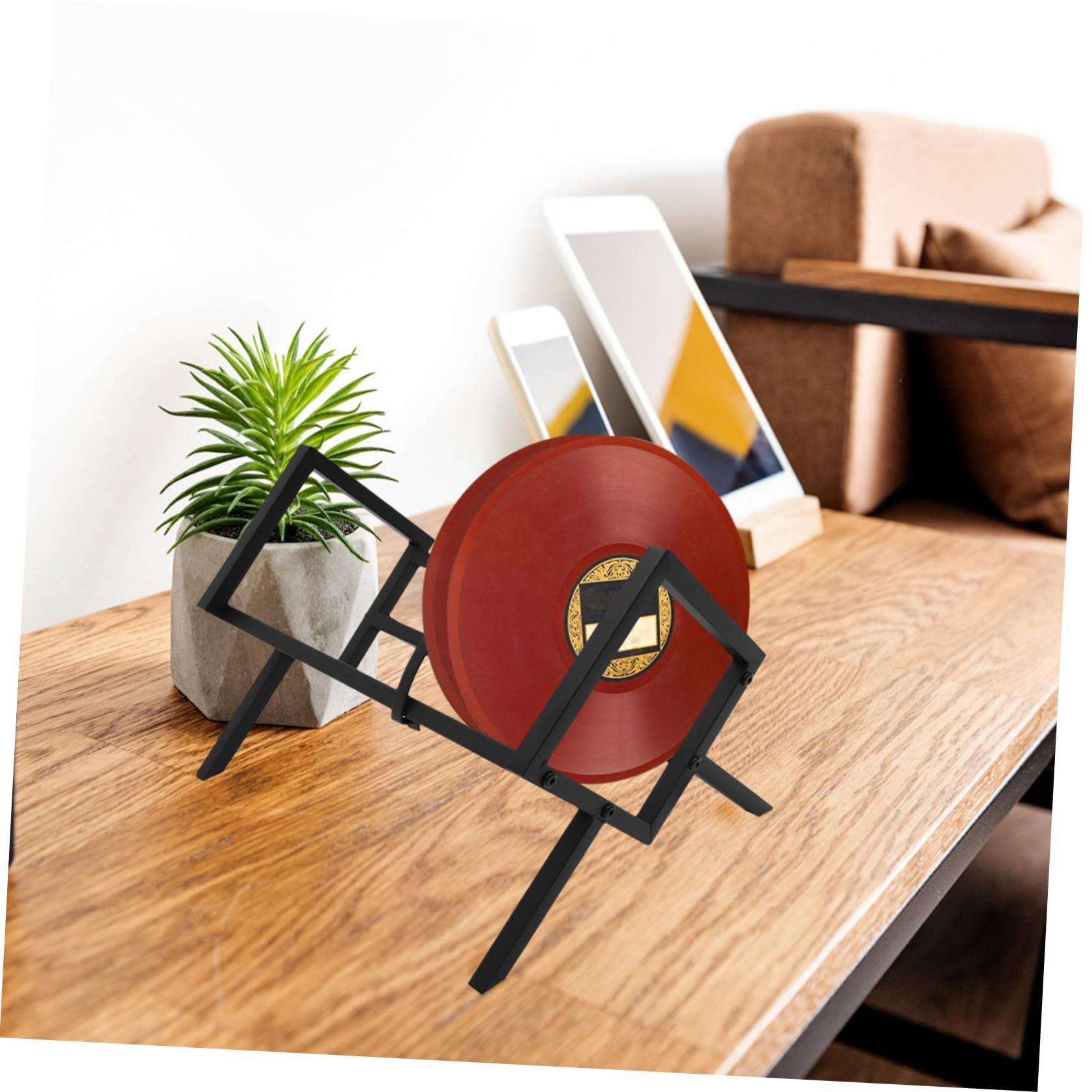 Ciieeo Porta Dischi Vinili in Ferro Nero Design Moderno e Semplice, Espositore da Tavolo per Organizzare Vinili senza Graffiare, Supporto Robusto per Album