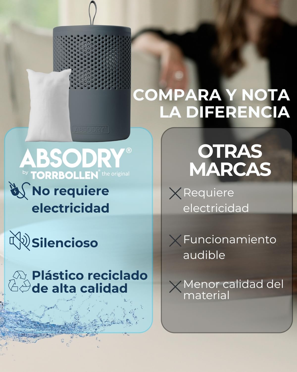AbsoDry - Recambio Deshumidificador 8x600g - Compatible universalmente - Pastillas antihumedad recambio - Evita el olor y absorbe humedad - Absorbente de humedad en granulado