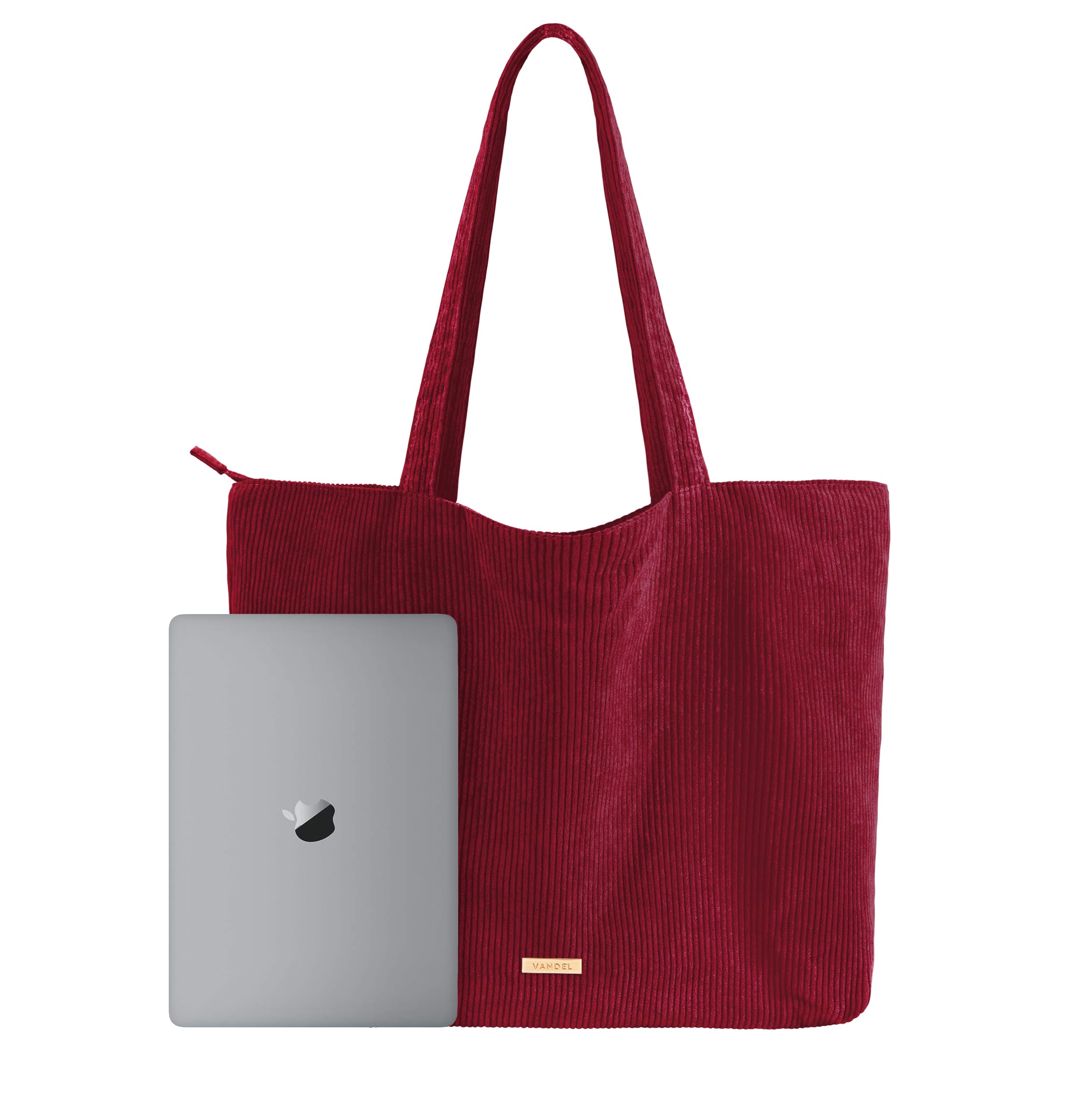 VANDEL Corduroy Tote Bag for Women and Men with Zipper and Inner Pockets. Cute School Tote Bag with Zipper, Aesthetic