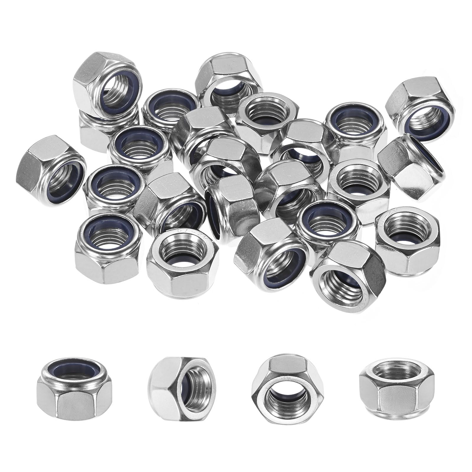 M METERXITY 25-Pack Nylon Insert Hex Lock Nuts