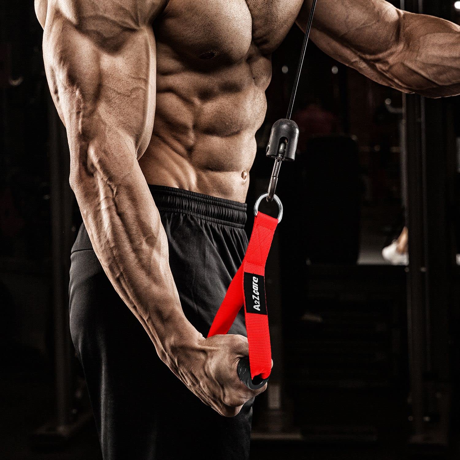 A2ZCARE Heavy Duty Exercise Hand Grips - With Carabiners For Cable Machines, Pulleys & Resistance Bands