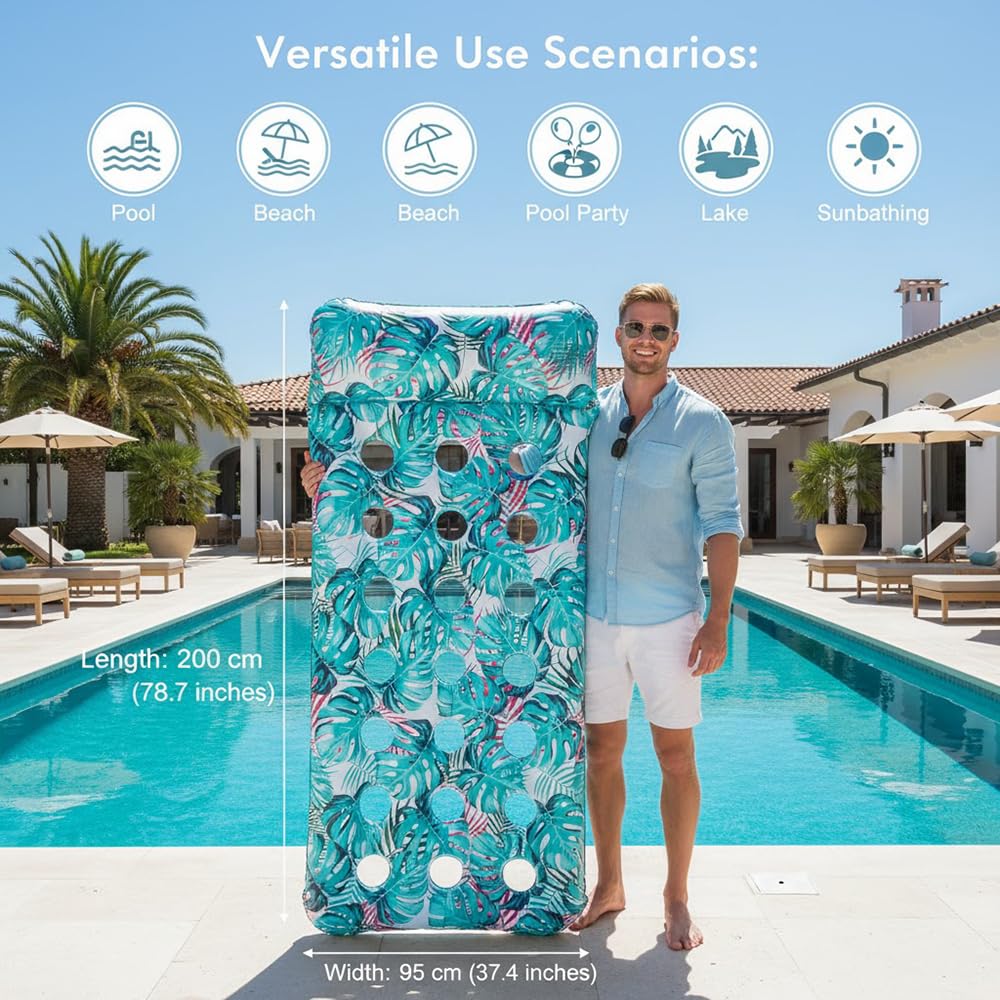 Paquete de 2 flotadores inflables para piscina, tumbona, flotadores multiusos para piscina, juguetes para fiestas en la piscina, playa de verano, al aire libre, flotadores gigantes para piscina tamaño