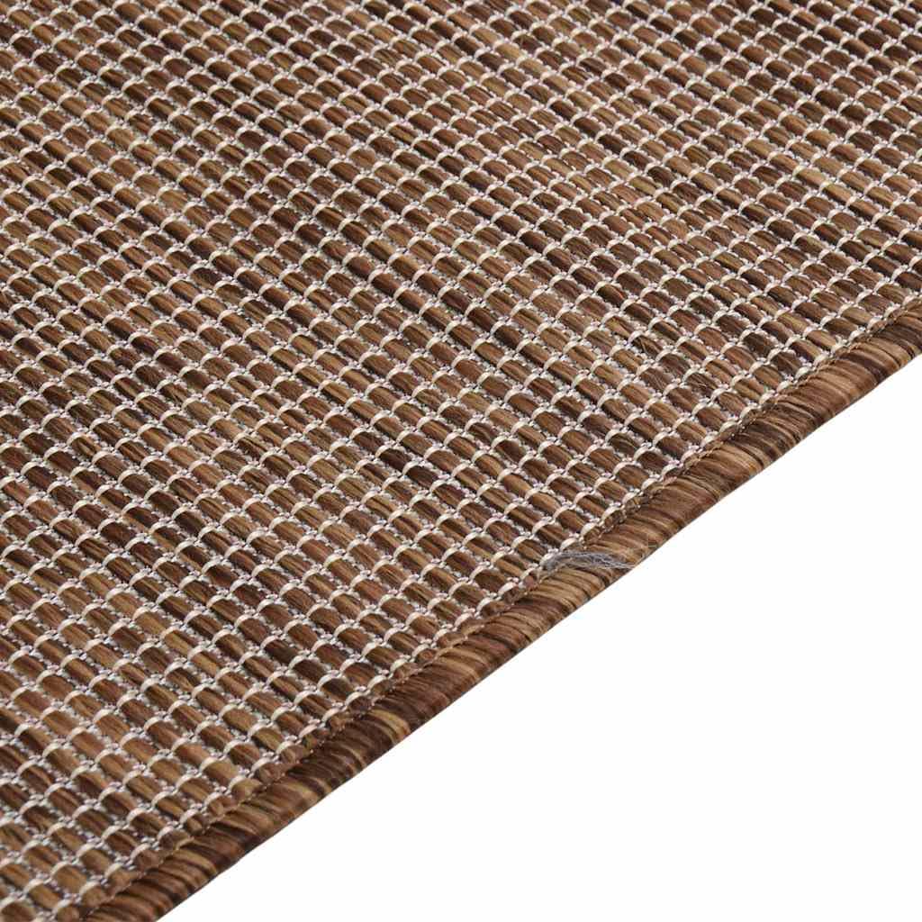Tappeto per esterni, tessuto piatto, 160 x 230 cm, marrone, resistente alle intemperie, ai raggi UV, durevole, robusto, per balconi, terrazze, adatto per interni ed esterni, facile da pulire