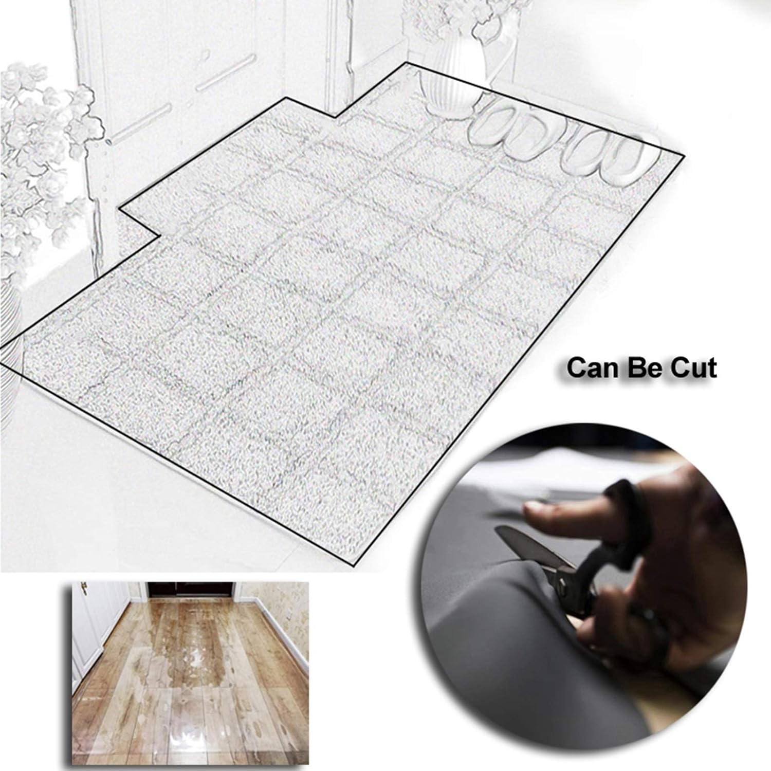 Clear Plastic,Runner Rug Transparent Non Slip Waterproof Protector Mat for Carpet/Floor, Living Room Bathroom Rug Entrance Doormats(100x100cm)