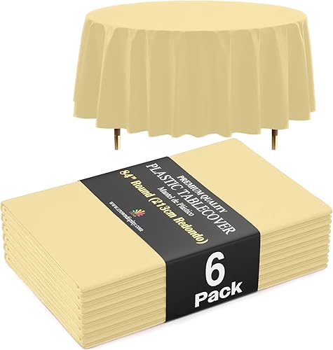 Miniatura 42 de Exquisite Mantel Redondo Premium Azul Claro 66% Más Grueso 0.5 Mil Paquete de 12 Manteles de Mesa de Plástico Desechables de 84 Pulgadas Mantel Azul