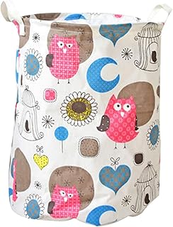 YSPS Hibou Coton et Lin Grand Lavage Panier à Laver-Panier Pliable pour Chambre à Coucher, buanderie, Placard, Salle de Bains, université (35x45cm)