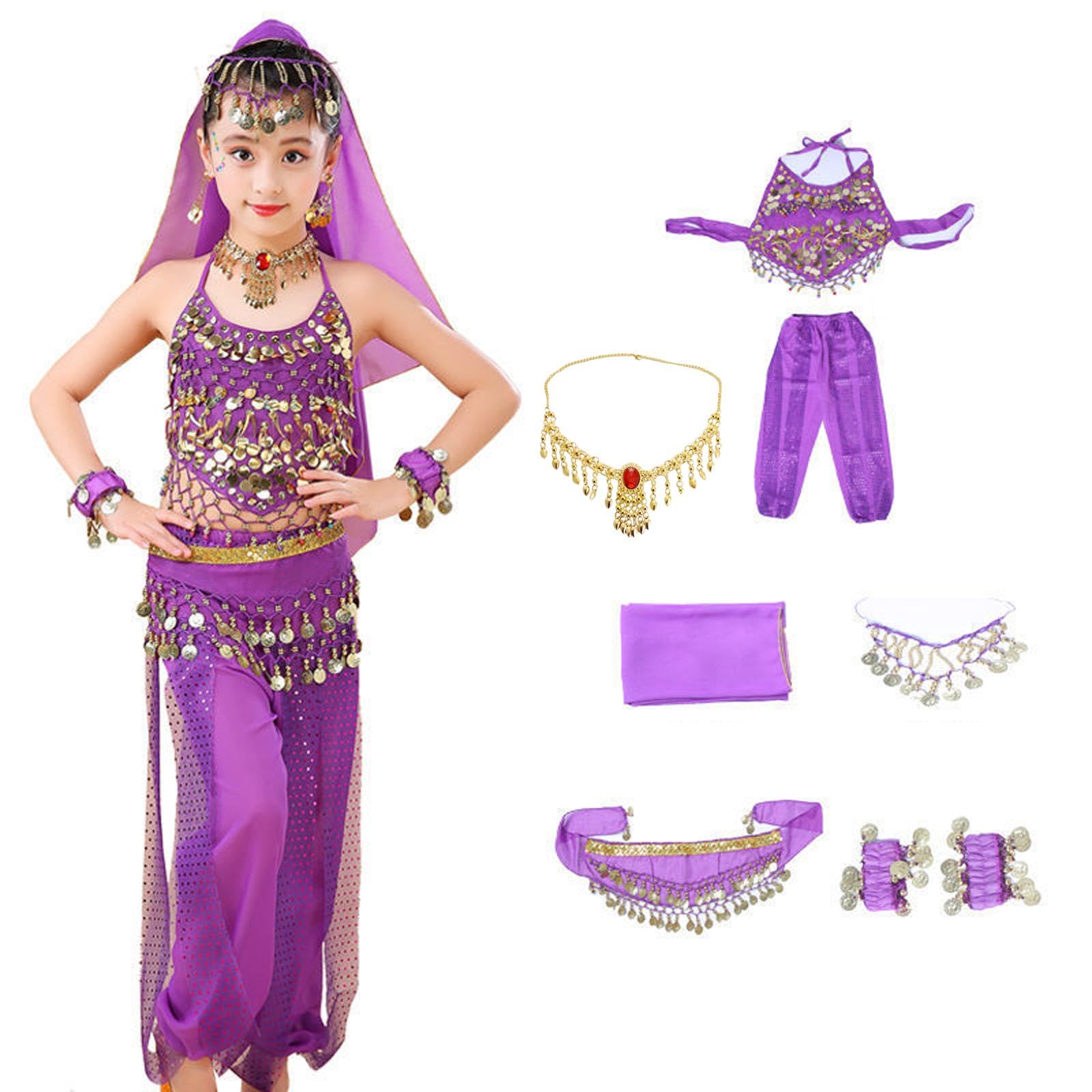 MYADDICTION Kids Belly Dance Costumes Set Child Belly Dance Halter Top Pants Costume Set-picture-12