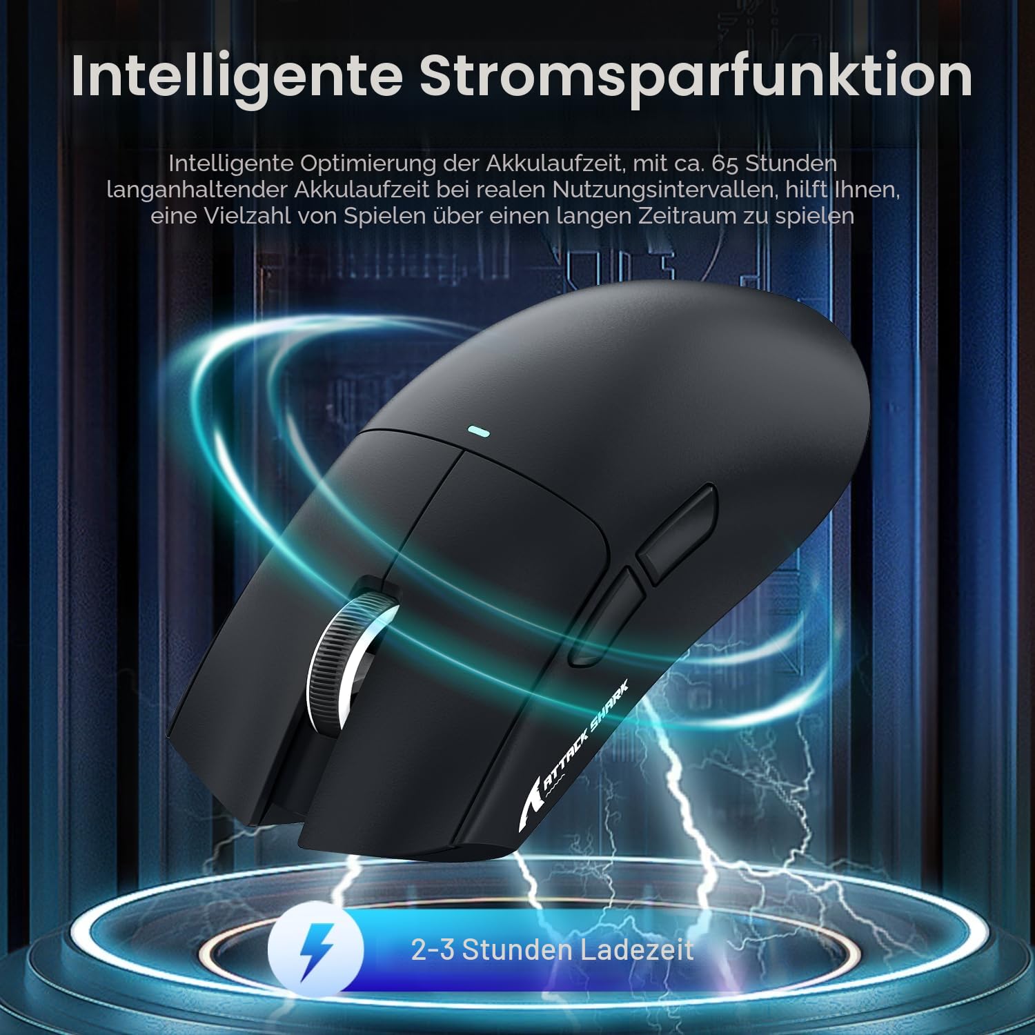 ATTACK SHARK X11 Gaming Mouse mit Magnetic Charging Dock, PixArt PAW3311 Sensor, 22000 DPI, BT/2.4G Wireless/Wired, Schwarz