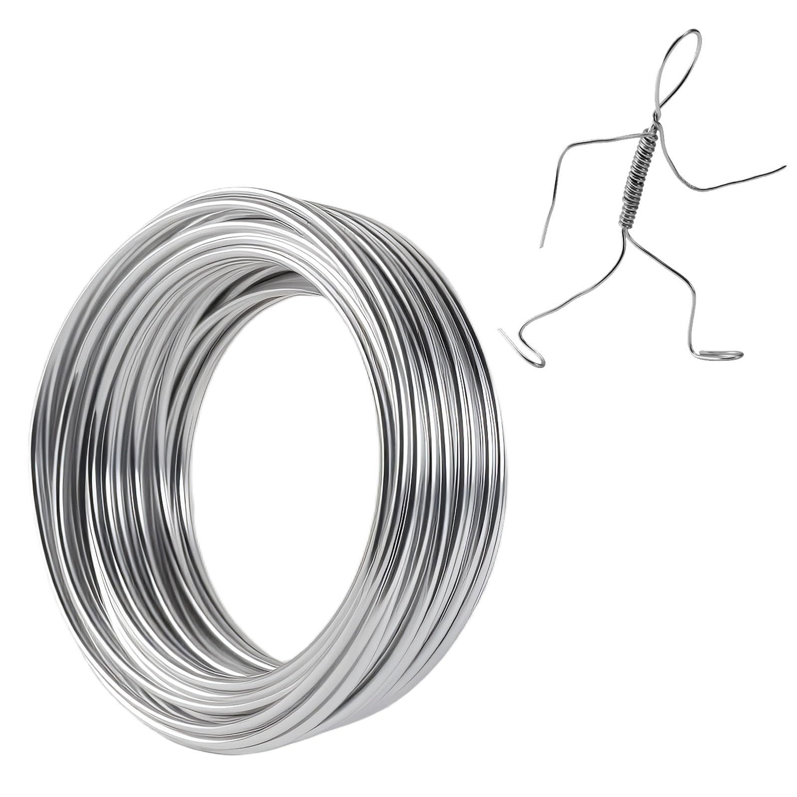 50 Feet of 9 Gauge Bendable Aluminum Craft Wire - 3mm Thickness for Jewelry Making, Wreaths, Sculpting & Modeling - Silver Metal Wire for All Your Creative Projects