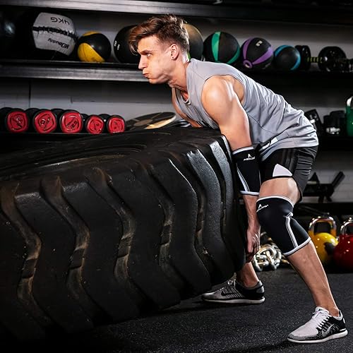 Miniatura 7 de Rodilleras 1 par rodilleras de compresión de 0276in para levantamiento pesado sentadillas gimnasio y otros deportes M negro