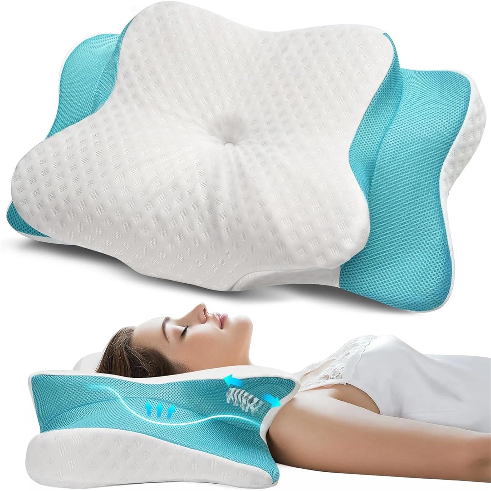 FGUJSUR Latex Pillow Cervical Pillow Sleeping Ergonomic Contour Pillows Memory Foam For Side Back Sleepers
