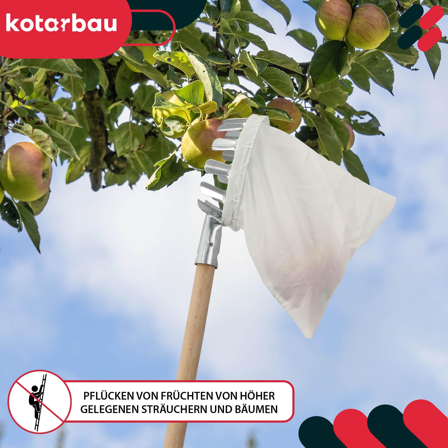 KOTARBAU® Obstpflücker mit 164 cm langem Stiel Erntehelfer