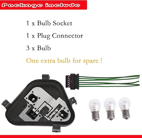 Miniatura 8 de Kit de placa de reparación de lámpara trasera trasera para luces traseras izquierdas, panel de enchufe y conector de enchufe y tres bombillas