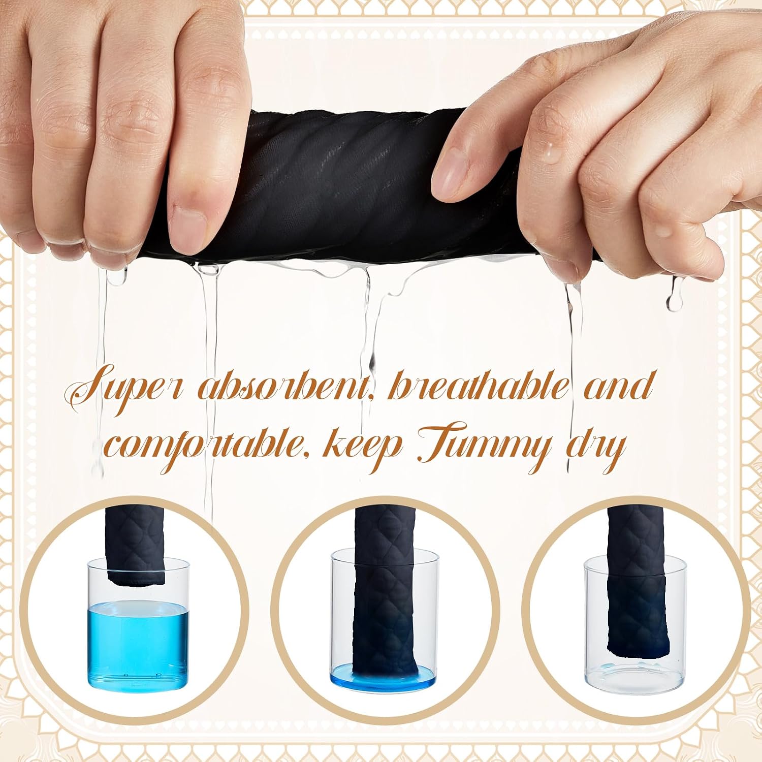 10 Pcs Tummy Liners for Sweat Rash Cotton Under Belly Sweat Liners Under Belly Absorber Pads Band for Skin Rash