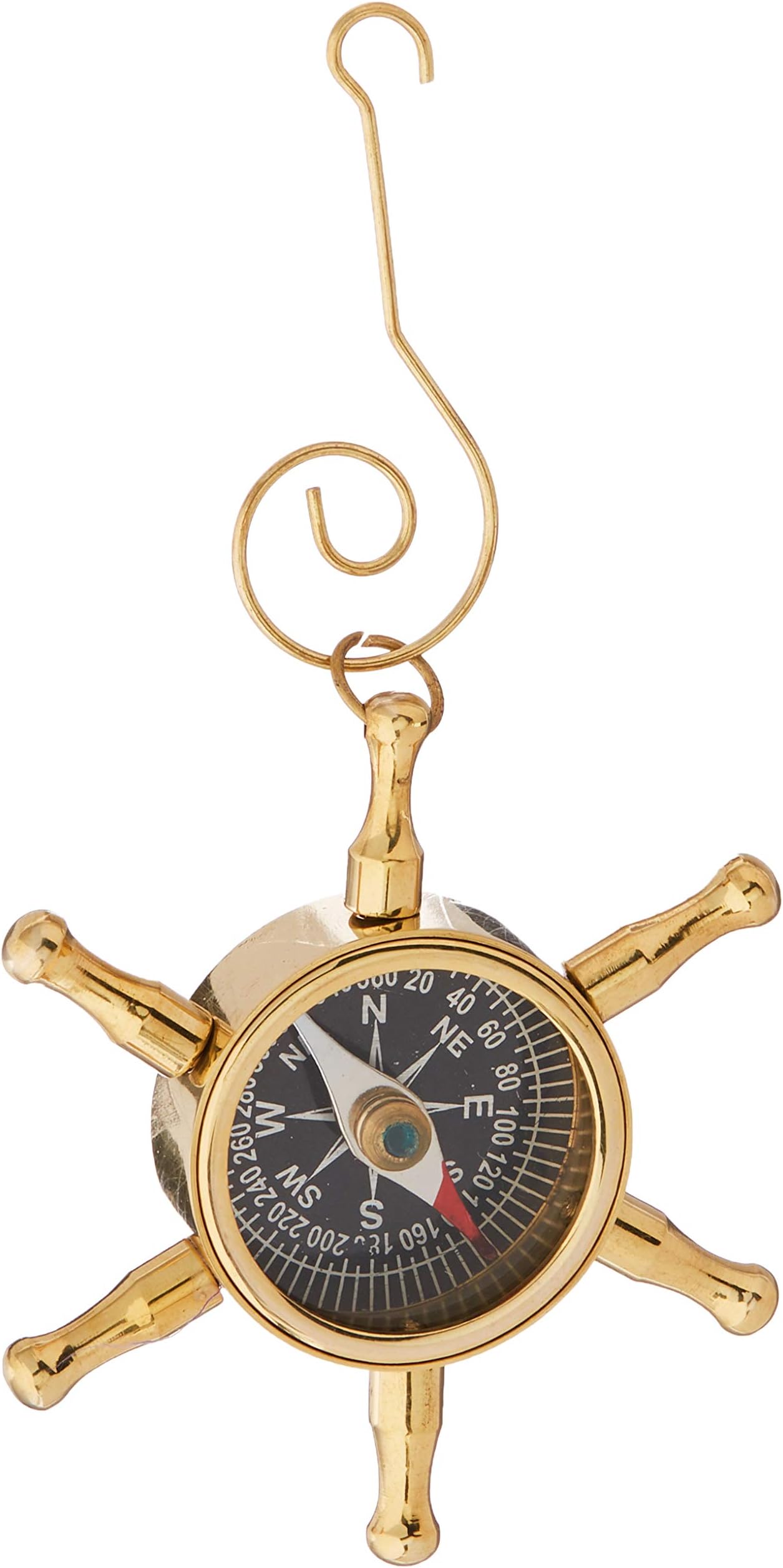 Hampton Nautical Brass Ship Wheel Compass Nautical Christmas Tree Ornament - Nautical Christmas Tree Decoration