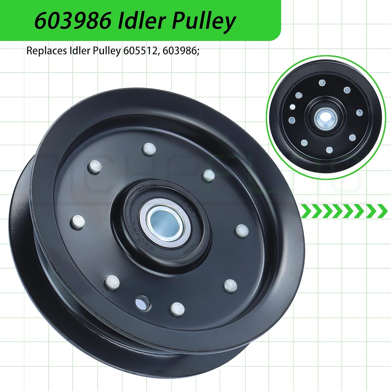 2 Pack 605512 Idler Pulley Replaces 605512 Hustler Deck Pulley, 603986 for Huster Raptor 52" 42" 36", Raptor SD 54" 48" 60", Fastrak 48" 54" 60", TrimStar 36" 48" 54" 60" Lawn Tractors
