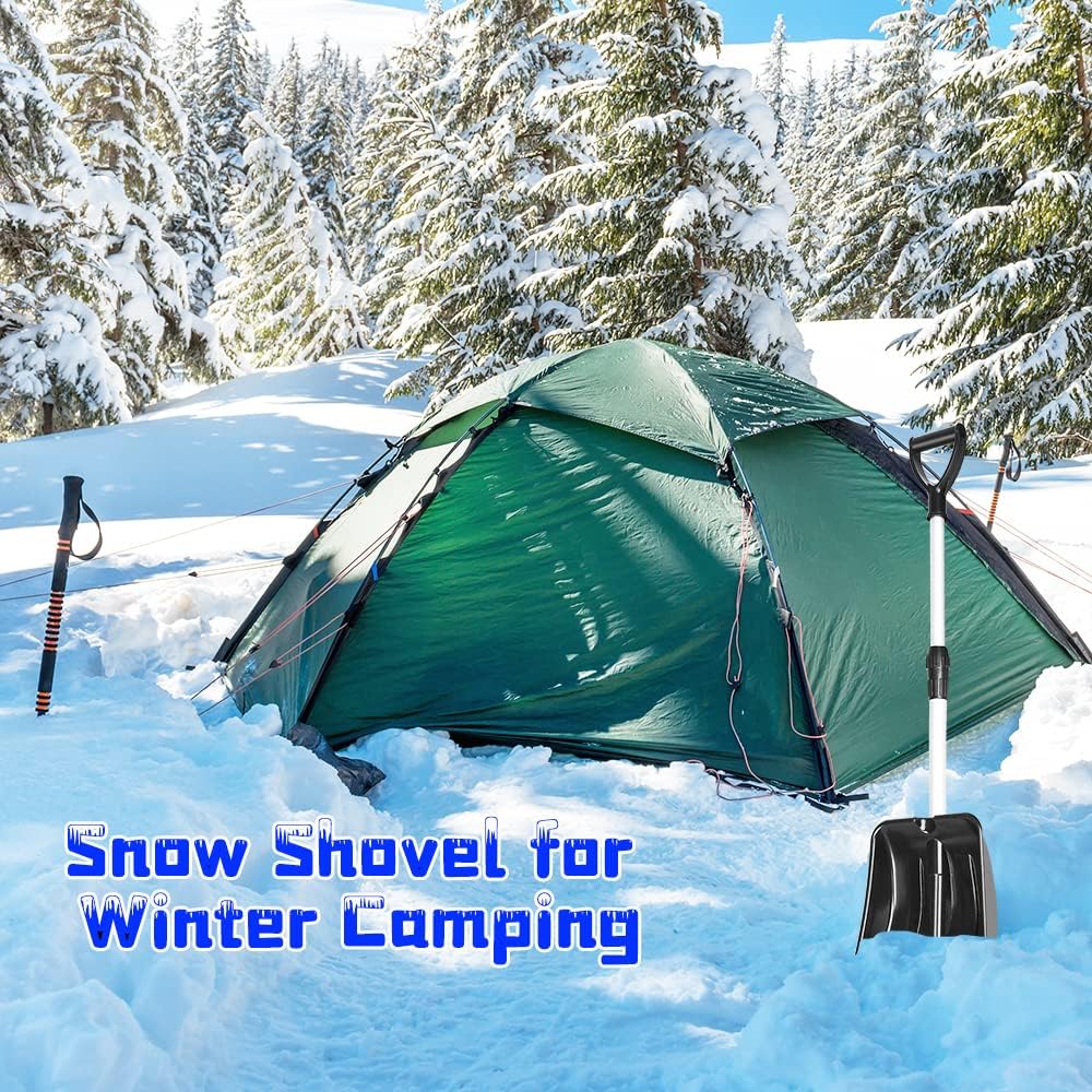 review Collapsible Emergency Snow Shovel, Ergonomic Snow Shovel with D-Grip Handle and Durable Aluminum Edge Blade, Portable Snow Shovel for Car Truck Driveway. 28