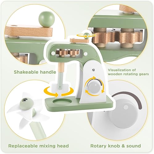 Miniatura 2 de GAGAKU Mezclador de juguete de madera para niños, accesorios de cocina, juegos de comida de juguete para niños a partir de 3 años