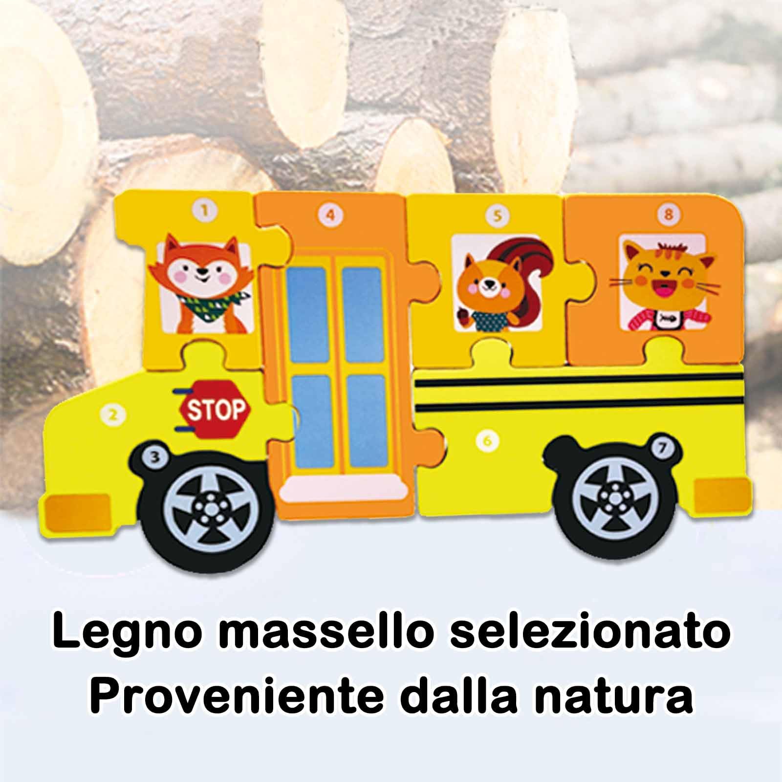 Puzzle in Legno per Bambini 2 3 4 5 Anni, Giocattolo Montessori Educativo, 4 PCS, Auto della Polizia e Auto dei Pompieri, Regalo per Ragazzi