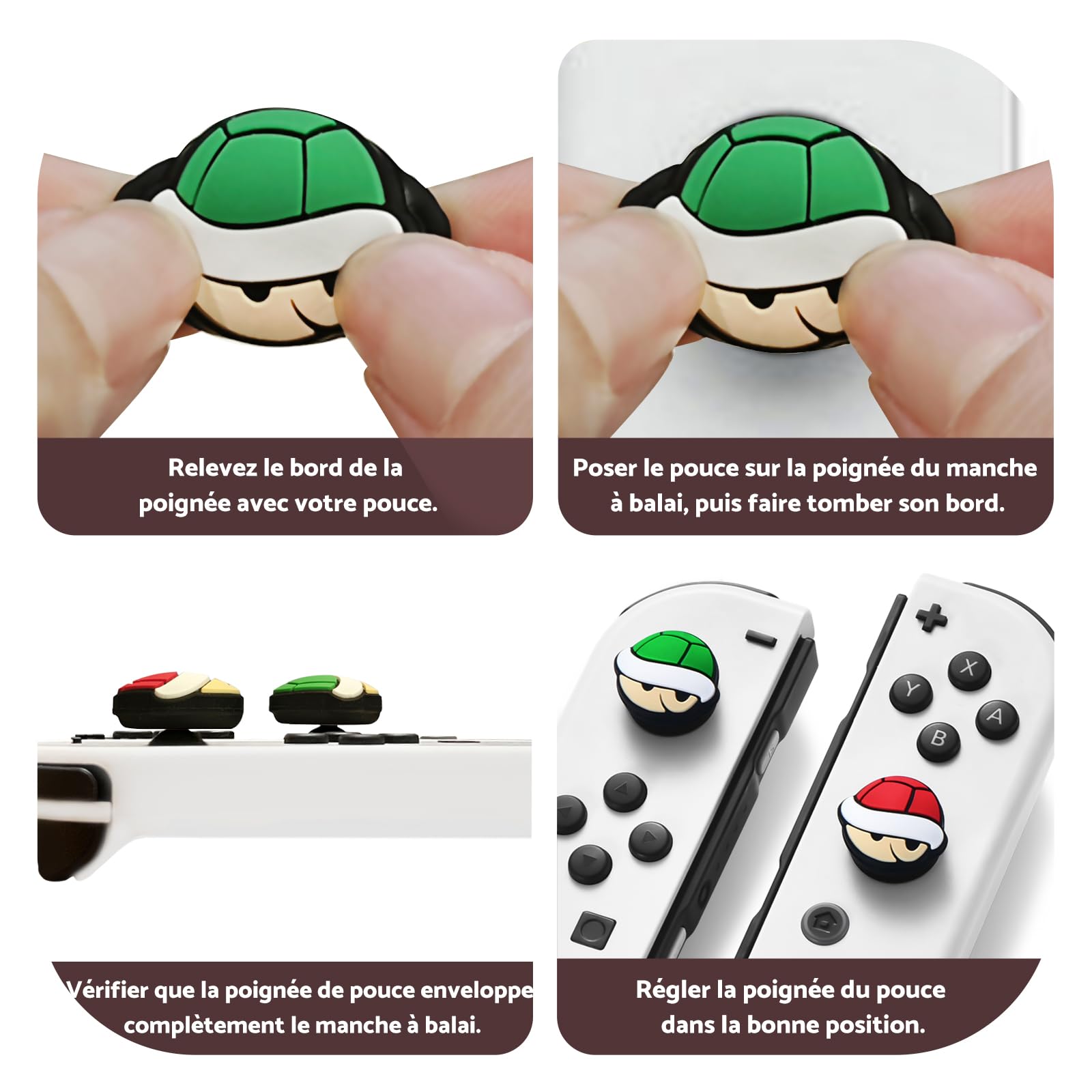 Capuchon pour Joystick Switch Compatible avec Manette Switch/OLED/Lite Accessoires, Capuchon Mignon de Protection Joystick en Silicone, 4 Pièces - Vert & Rouge