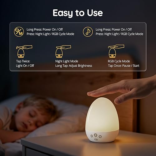 Miniatura 5 de JolyWell Luz nocturna para bebé con máquina de ruido blanco, luz nocturna RGB regulable para niños, 3 temperaturas de color, atenuación continua