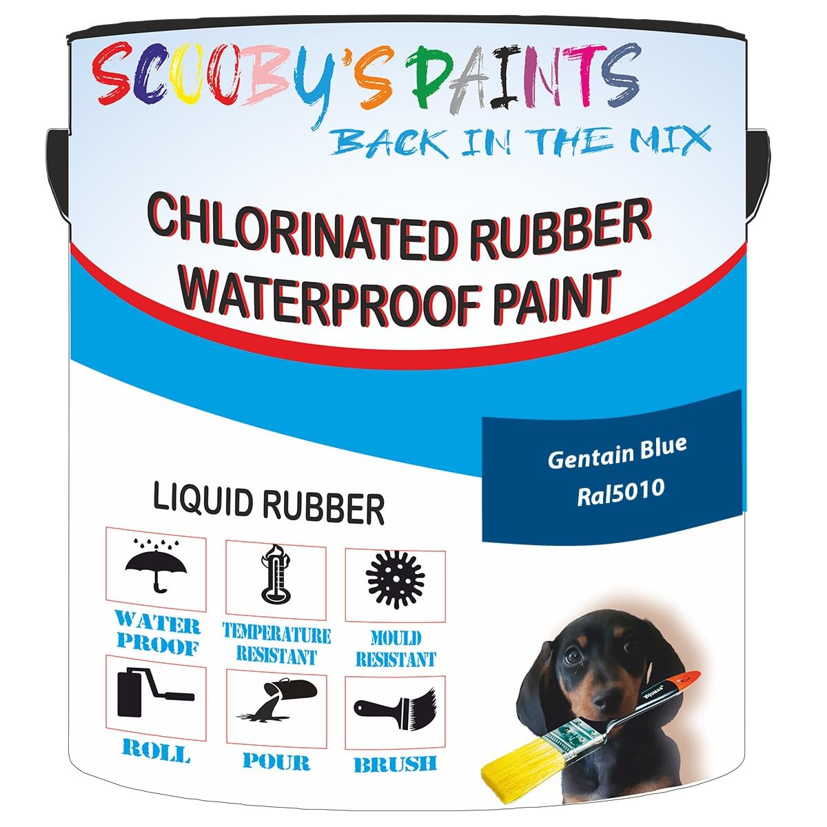 Scooby's Paints Chlorinated Rubber Waterproof Paint, Liquid Rubber (Gentain Blue Ral5010, 0.5 Liters) โ image 1