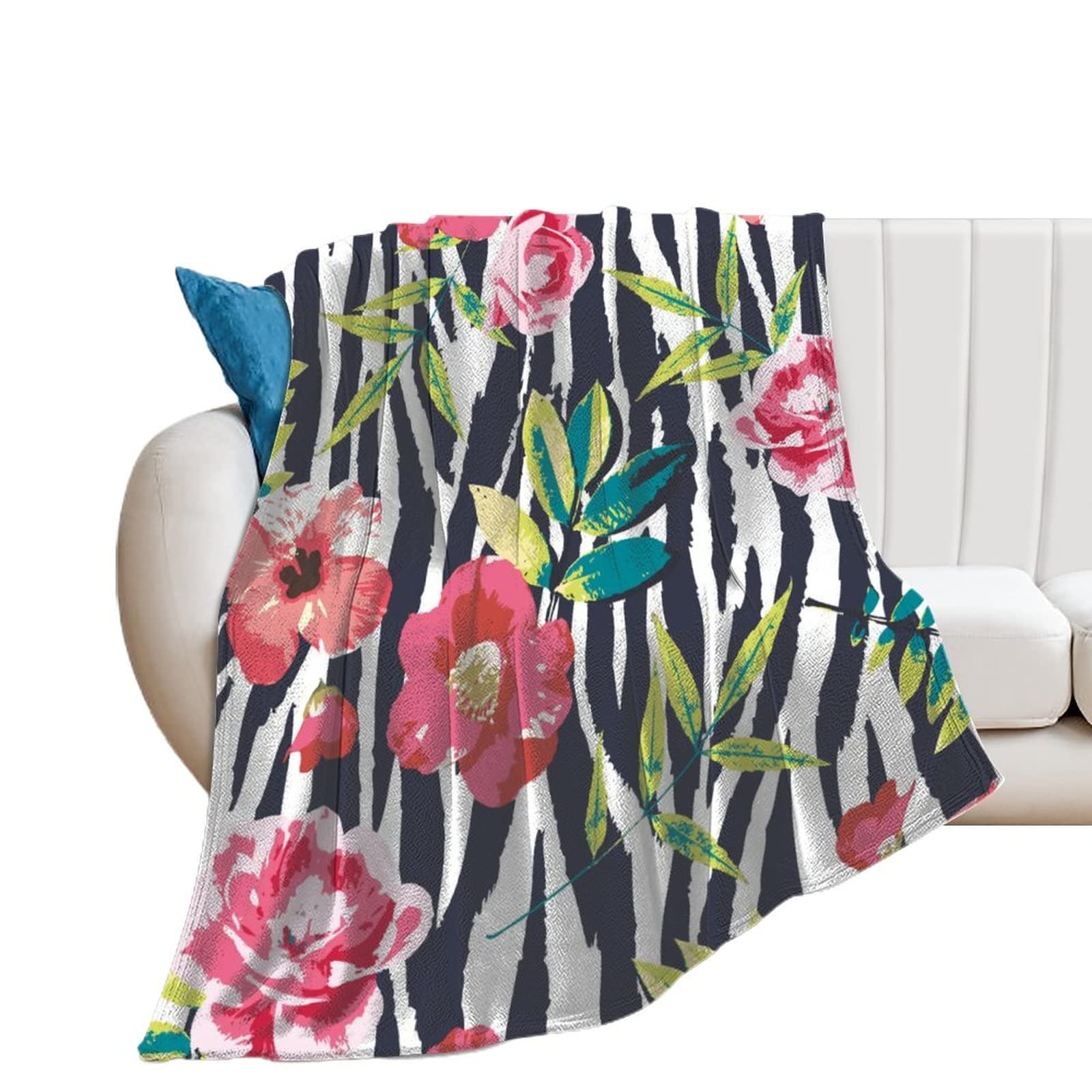 Couverture polaire fleurs aquarelle flanelle chaude jeté canapé 130x150