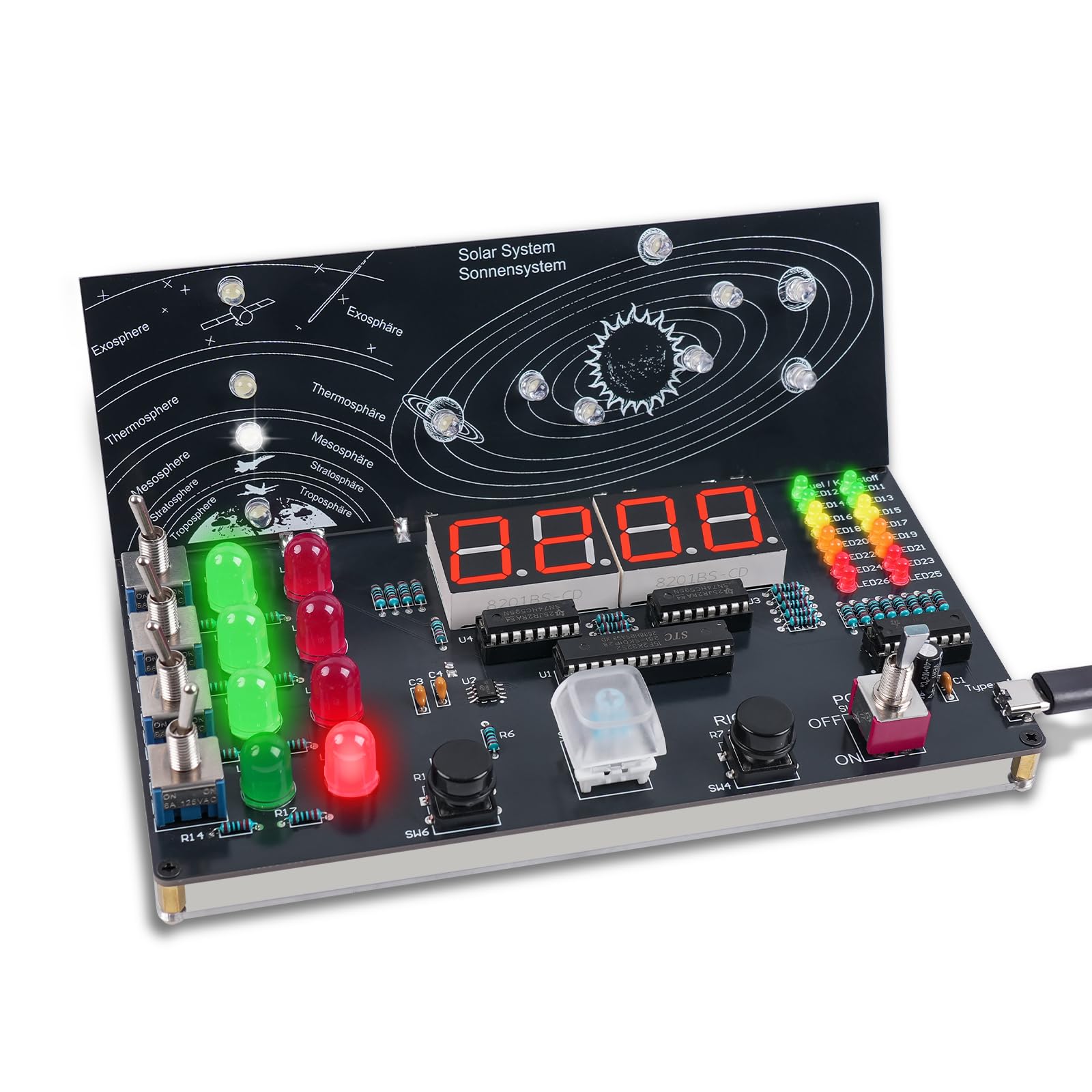ICrduioo DIY Raumschiff Kontrollzentrum Löt Bausatz, LED Elektronik Bausatz Simulierter Raketenstart Lötset für Mint Fächer und Enthusiasten Löten Lernen Astronomiestudium