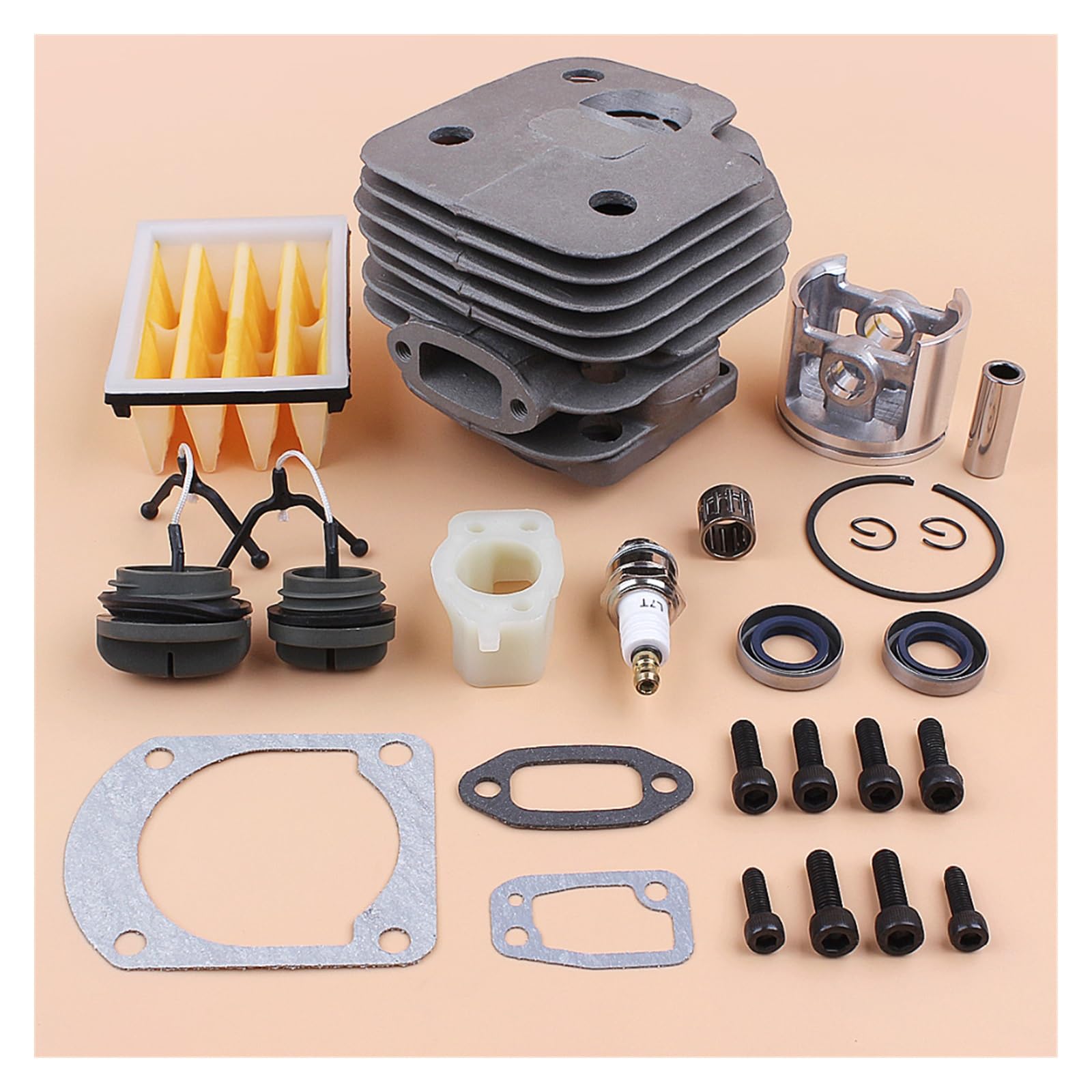 Kit de tapas de filtro de aire de tornillos de escape de pistón de cilindro de 52mm for reemplazo de motosierra de gasolina H 268 272 XP 272XP