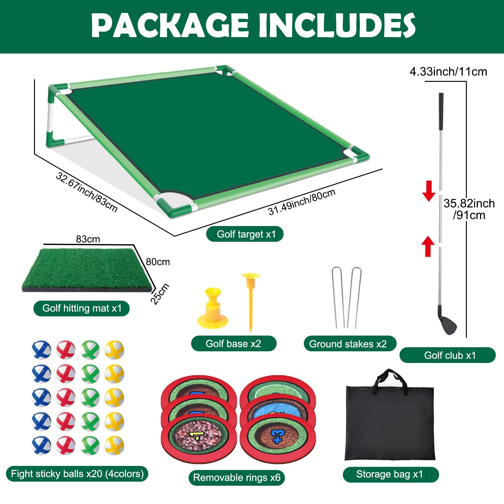 Golf Spielset für Zuhause mit Puttmatte, Klebebällen & Tragetasche – Cornhole-Spiel für Garten, Jugendliche & Erwachsene
