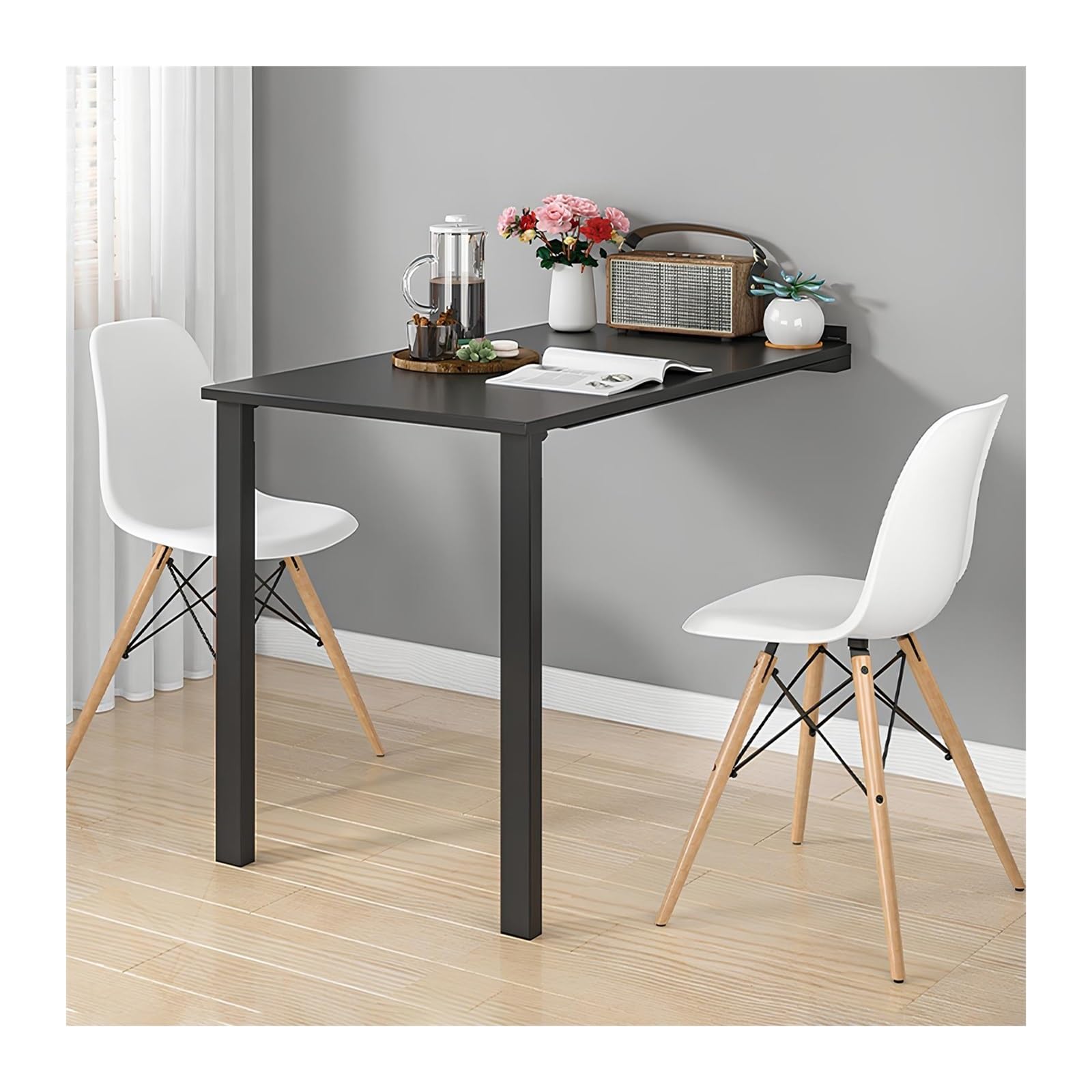 Bureau mural pliable contre le manque de place table rabattable avec pieds 80x40 cm