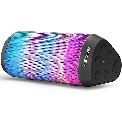 Bluetooth Speaker, Portable Wireless, 15W Stereo Sound, IPX4 Waterproof, with Cool Lights, TWS Pairing, BT5.3/AUX IN, for Outdoor/Indoor/Party/BBQ/Shower, Electronics Gadget, Holiday Birthday Gifts
