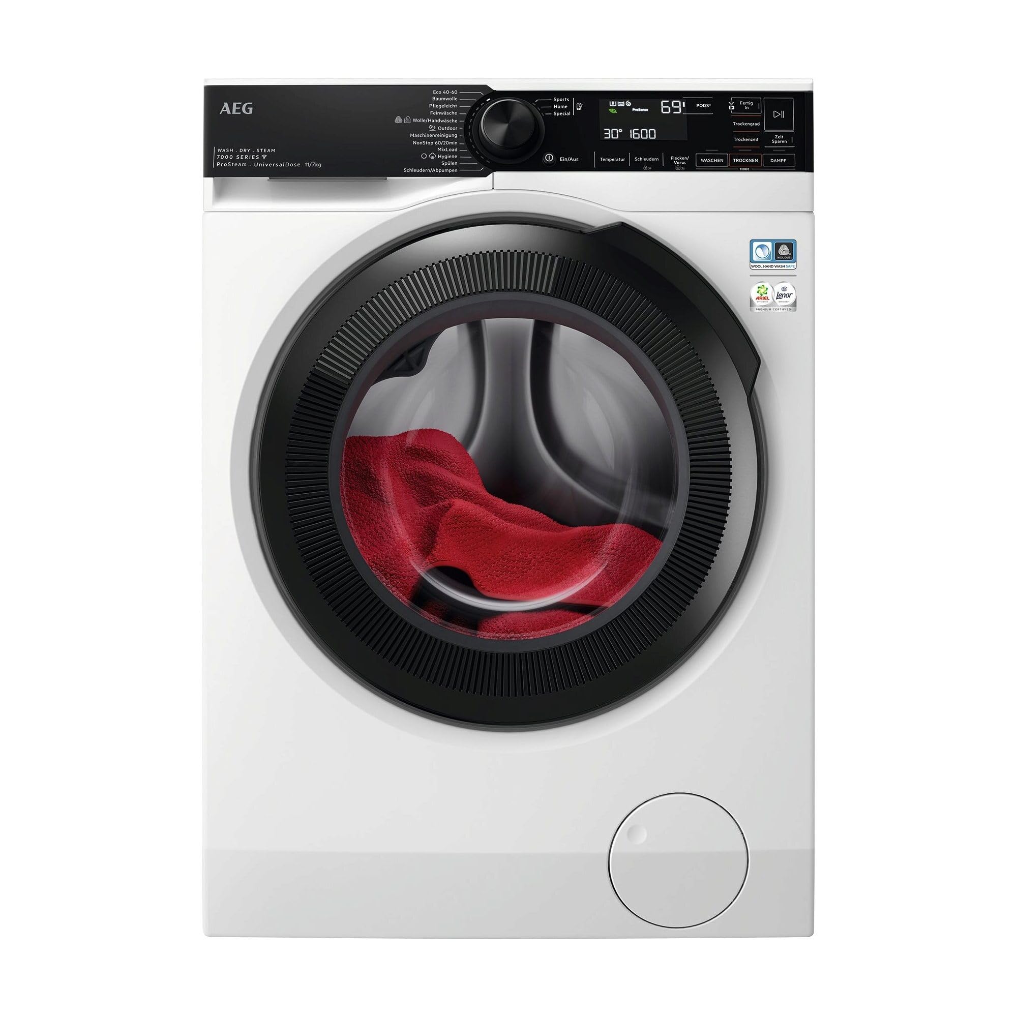 AEG Waschtrockner Serie 7000 ProSteam, 11,0 kg Waschen, 7,0 kg Trocknen, D, energiesparend, Mengenautomatik, Nachlegefunktion, Kindersicherung, 1600 U/min, LWR7E70610
