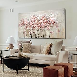 YJYart White Floral Oil Painting Canvas Art Wall Decor Modern Botanical ...