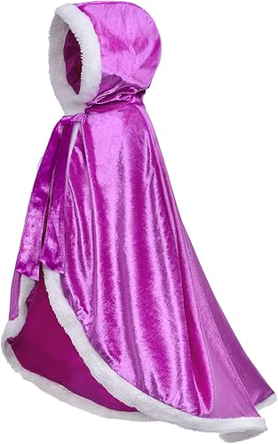Party Chili Fur Princess Hooded Cape Cloaks Costume for Girls Dress Up