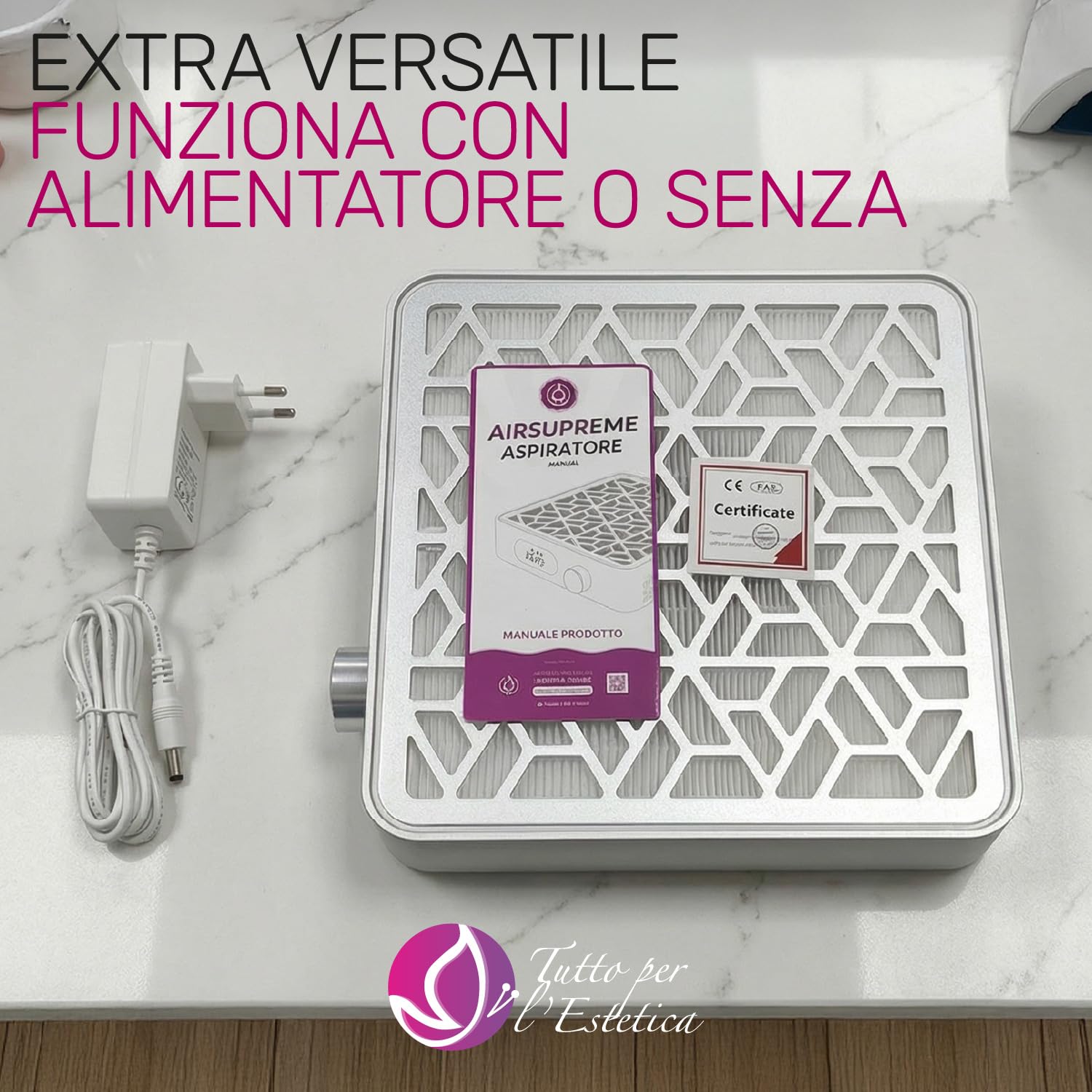 Aspiratore Unghie Professionale Ricaricabile con Display Digitale, Filtro Lavabile, Sicurezza Magnetica