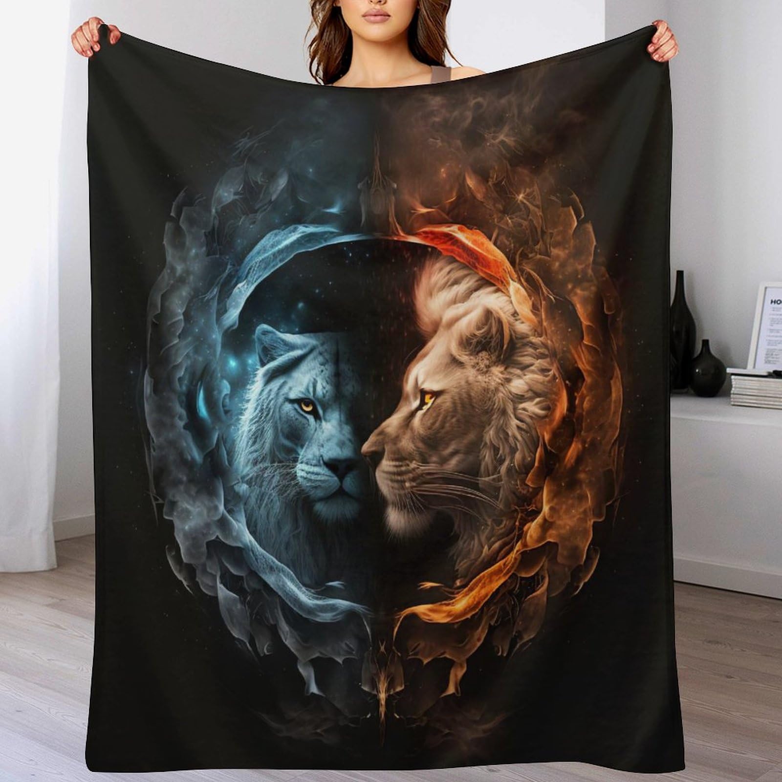Couverture flanelle lion polaire lit canapé plaid doux chaud 100x130cm