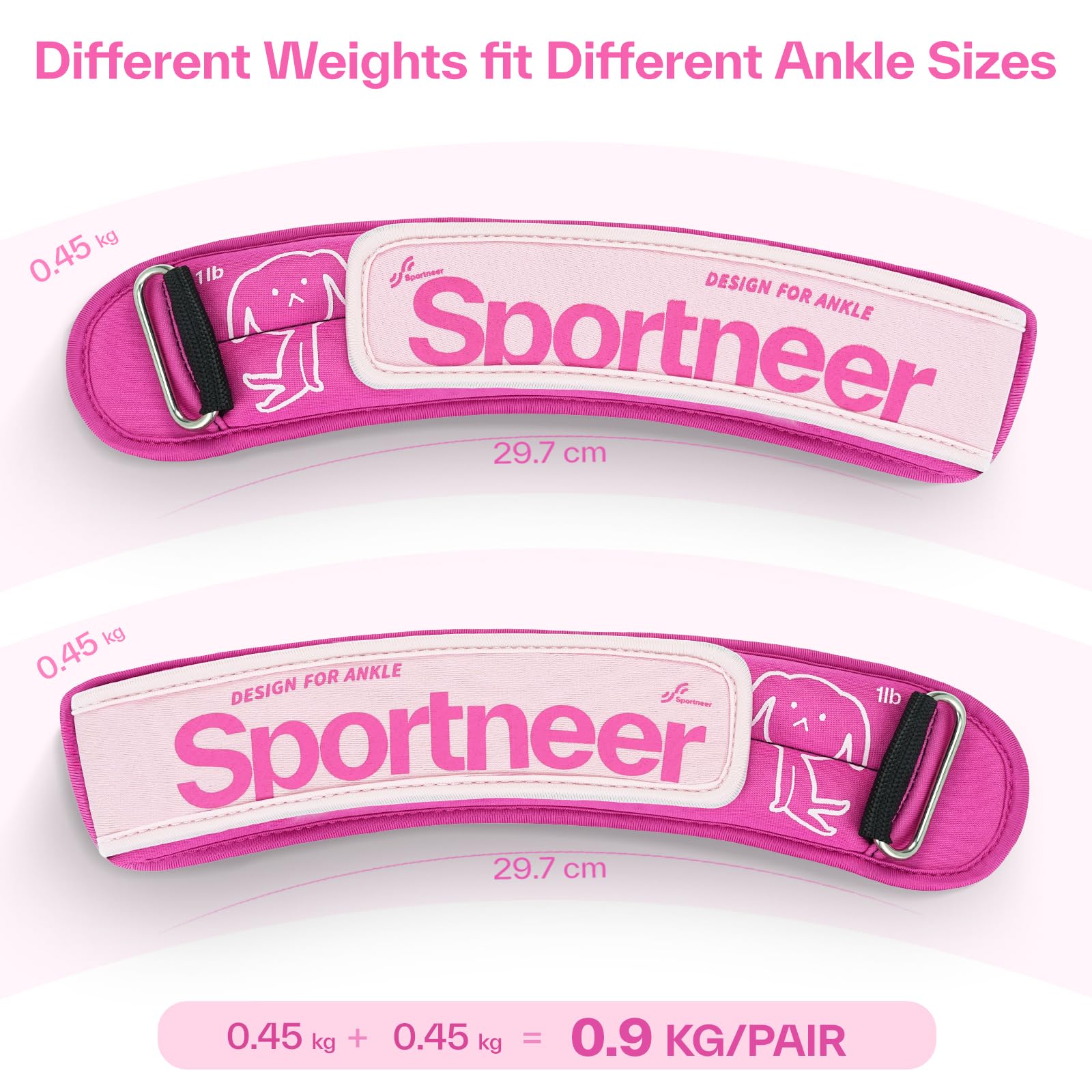 Sportneer Ciężarki do kostek 0,5/1/2/3/2,3 kg, 1 para obciążników na nadgarstek dla kobiet, mężczyzn, dzieci, dzieci, z regulowanymi paskami, obciążone siłą do joggingu, biegania, chodzenia, fitnessu