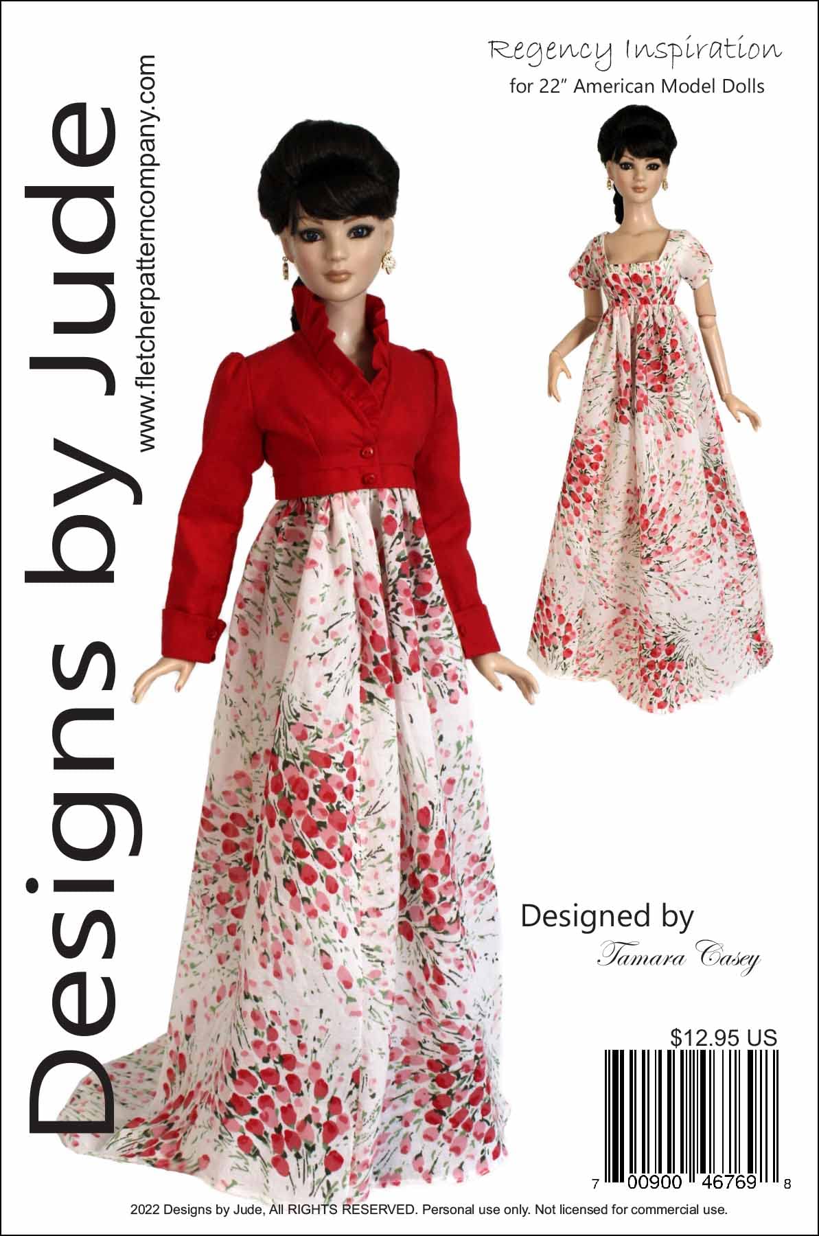 Regency Inspiration Doll Clothes Sewing Pattern for 22" American Model Dolls Tonner