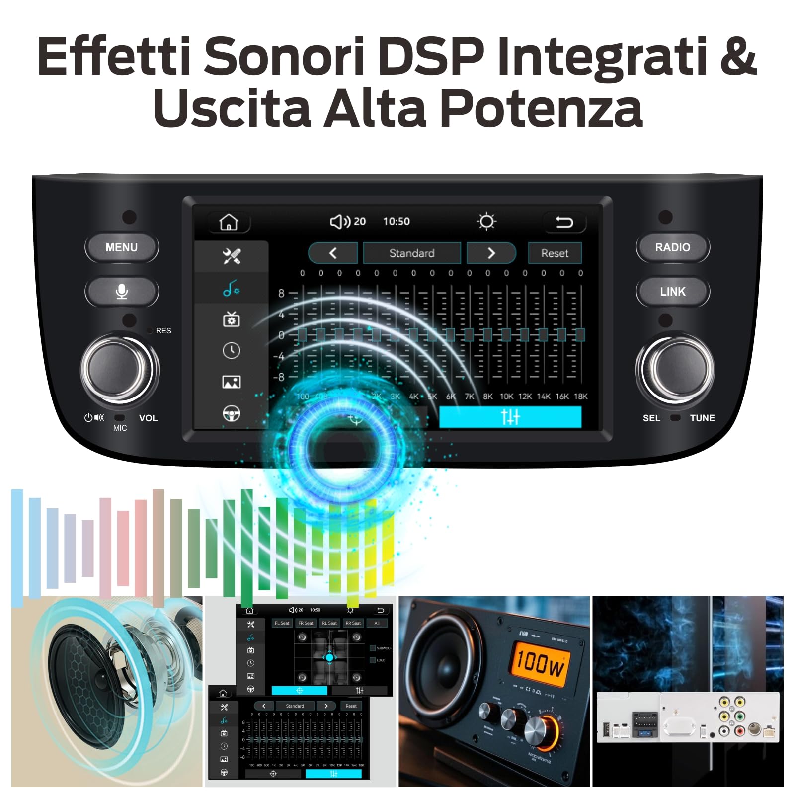 Autoradio Linux Avvio Lampo Compatibile Fiat Punto 10-16/Linea 12-15 | Installazione Rapida | CarPlay/Android Auto Wireless/FM/AM/RDS/USB | DSP 100W |