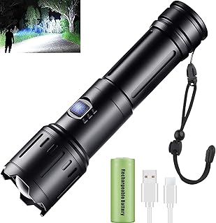 Torches LED Super Bright, Rechargeable Torch 20000 Lumen with Zoom, Powerful Tactical Torch with 26650 Battery, High Powered Bright LED Flashlight for Camping and Daily Use