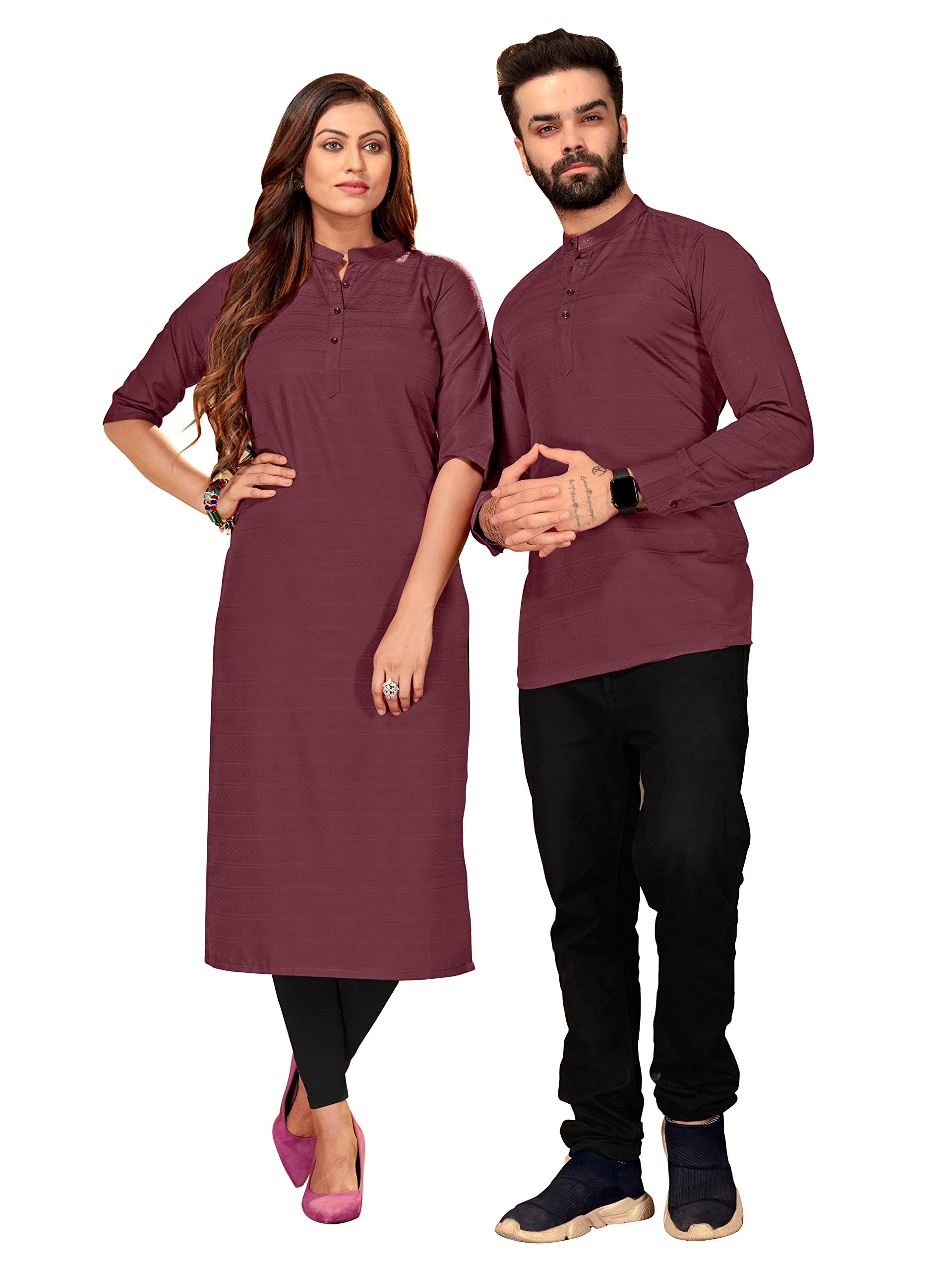 LAXMINARAYAN FASHION Women and Men Couple Kurta & Kurti Set_Fancy Printed deeess|Dress for Women Casual Dress Pure Couple Kurta & Kurti Set Viscose Royon for Women