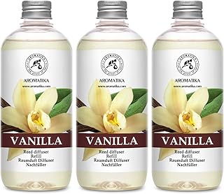 Reed Diffuser Refill Vanilla 3 * 17Fl Oz - 3x500ml - Fragrance Oil Reed Diffuser Refill - Home Fragrance - Vanilla Scent - Room Freshener - Vanilla Aroma 50.7 Fl Oz - Fresh and Long Lasting