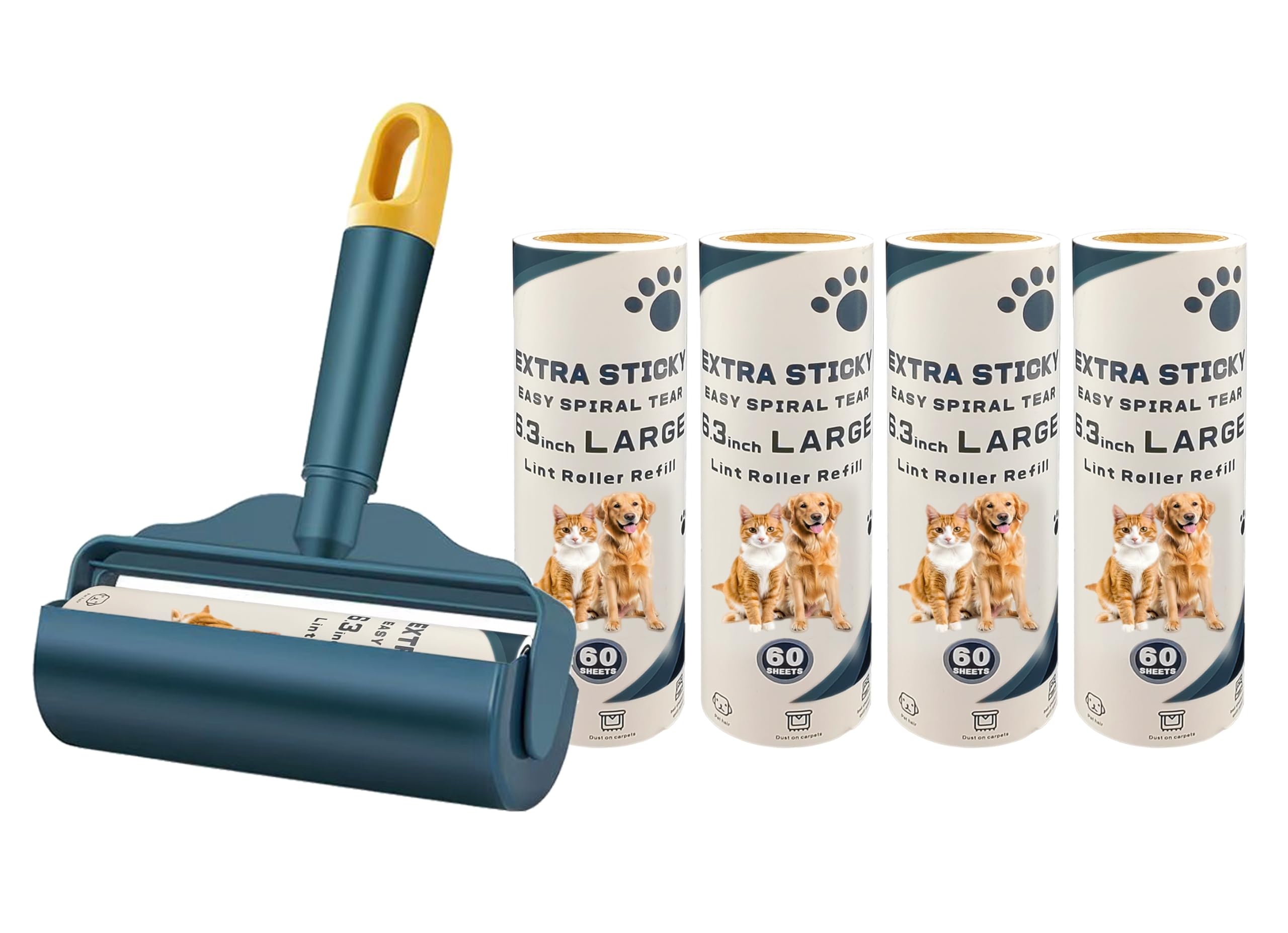 ZHONG CHEN Large Lint Roller 6.3 inch 360 Sheets Extra Sticky Pet Epilator Kit Suitable for Pet Hair Clothes Carpet Car Seat Dust and Sticky Fluff Brush