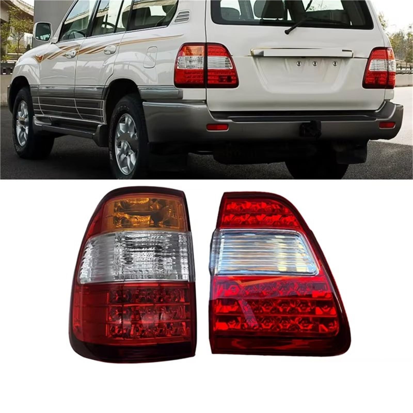 Genérico Piloto Trasero Para Toyota Para Land Para Cruiser 100 LC100 1998-2005 LED Parachoques Trasero Luz Trasera Freno Marcha Atrás Luz Trasera Coche(Outside Right)